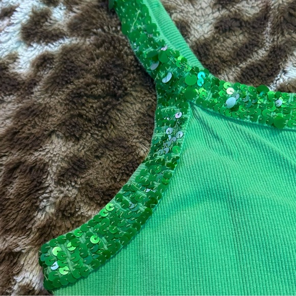 Green Sequin Trim Tank Top - Picture 6 of 6